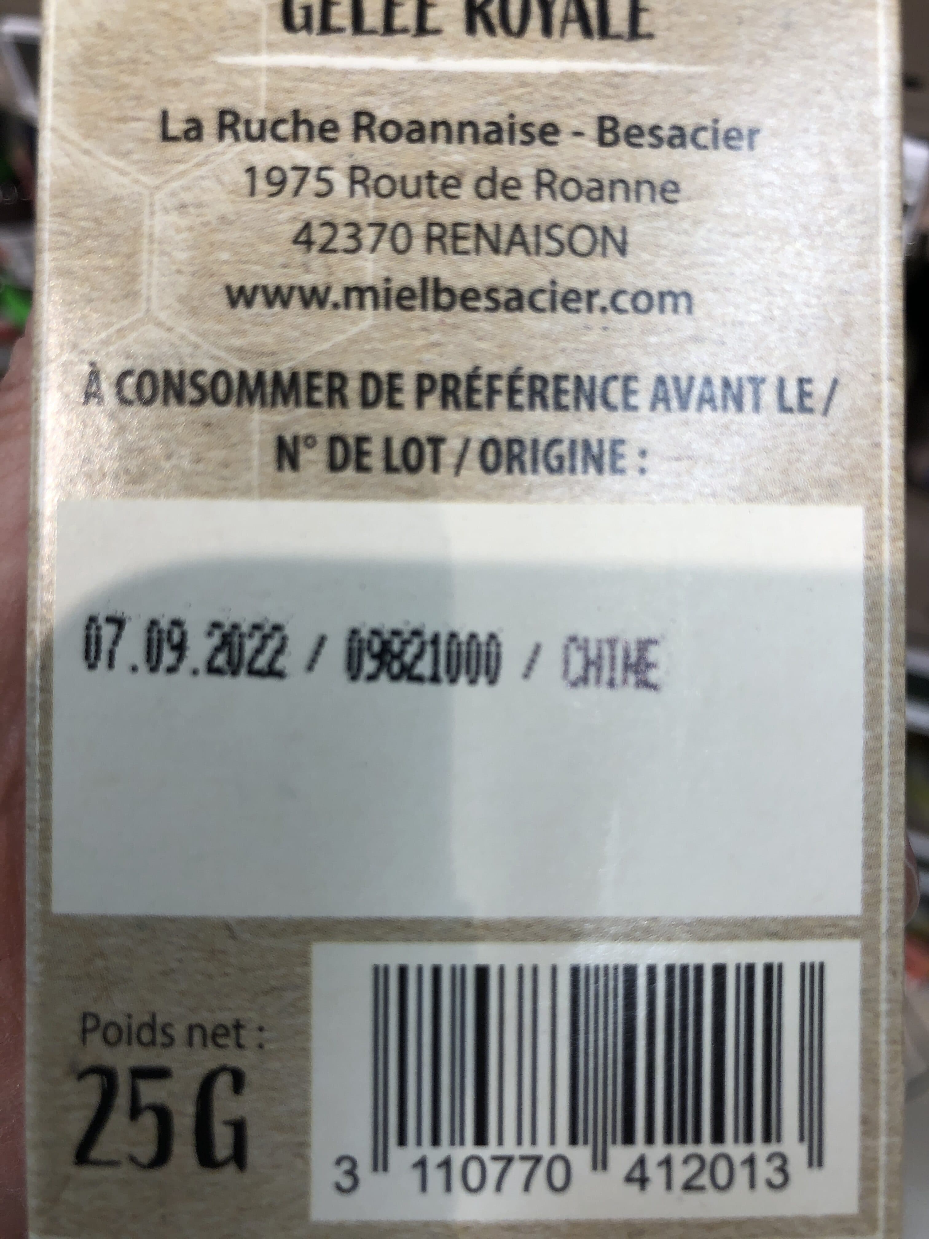 Miel Besacier Gelée Royale Bio packshot