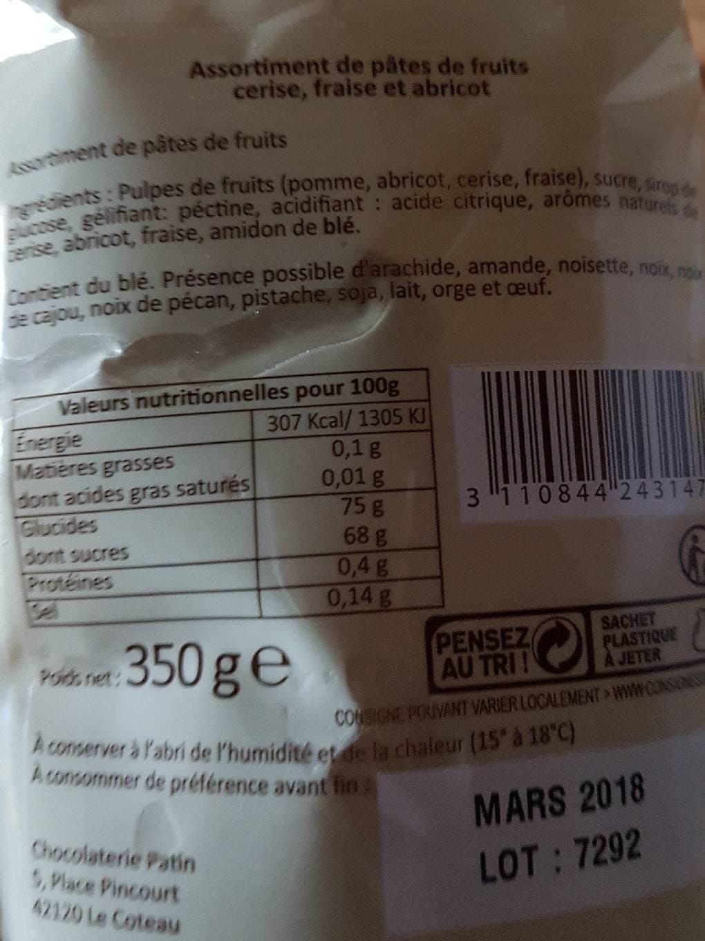 Pierre PATIN chocolatier Pâte de fruit packshot