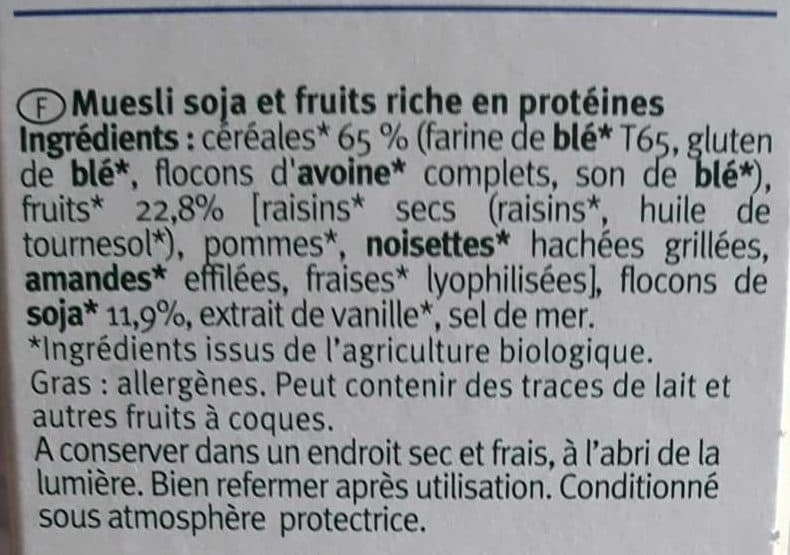 Joseph Favrichon Muesli Protéiné Soja et Fruits packshot