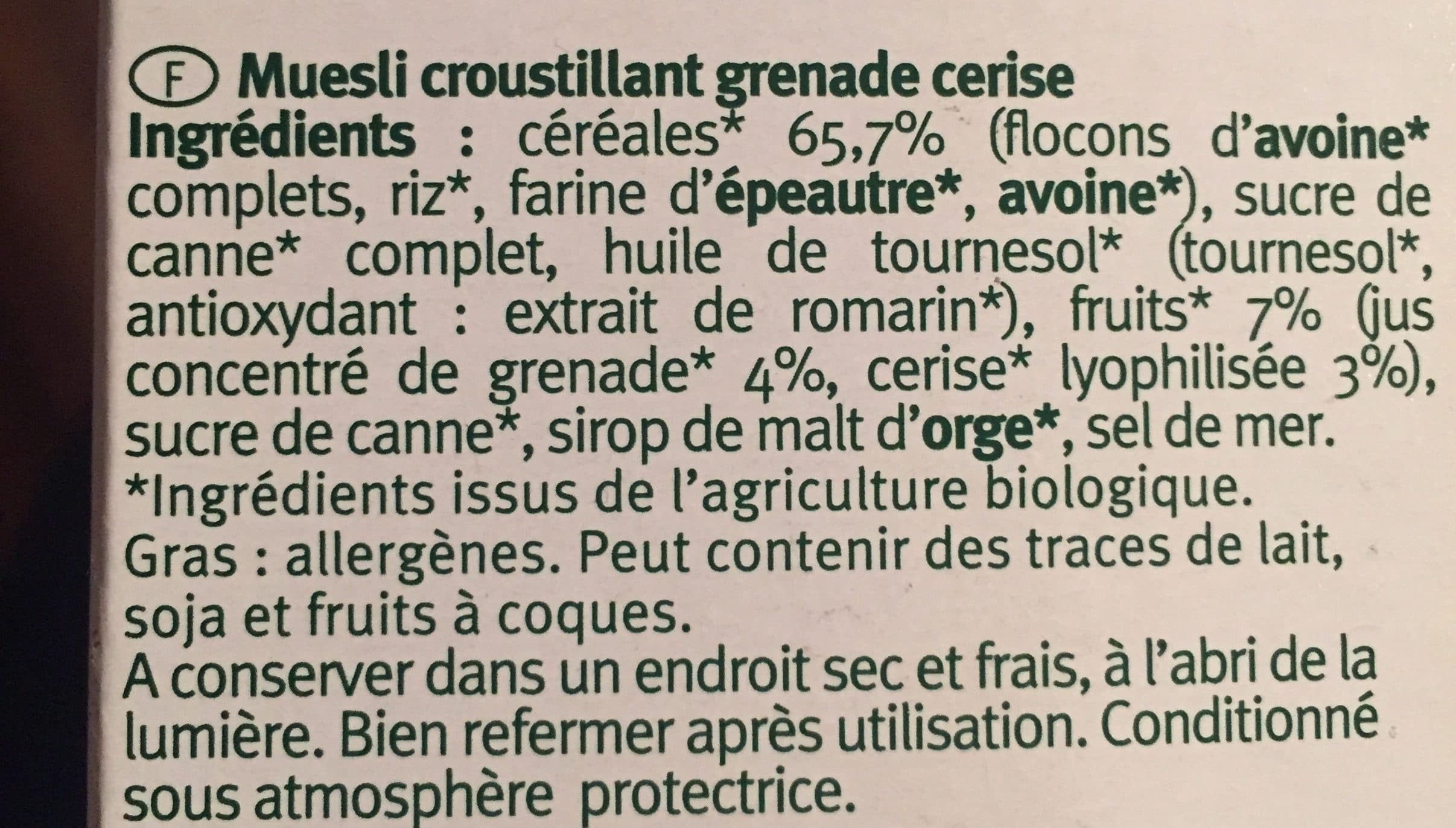 Joseph Favrichon Muesli Croustillant Grenade Cerise packshot