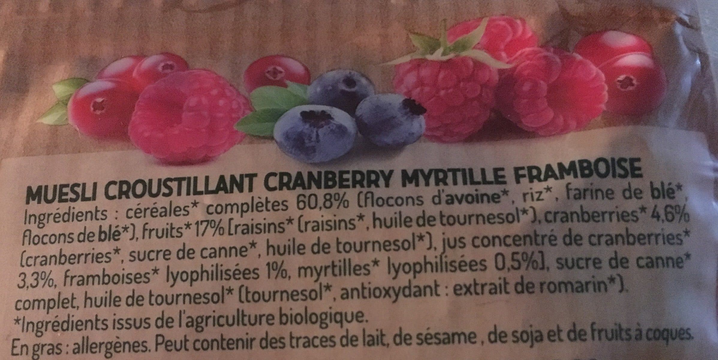 Favrichon Muesli cranberry myrtille framboise packshot
