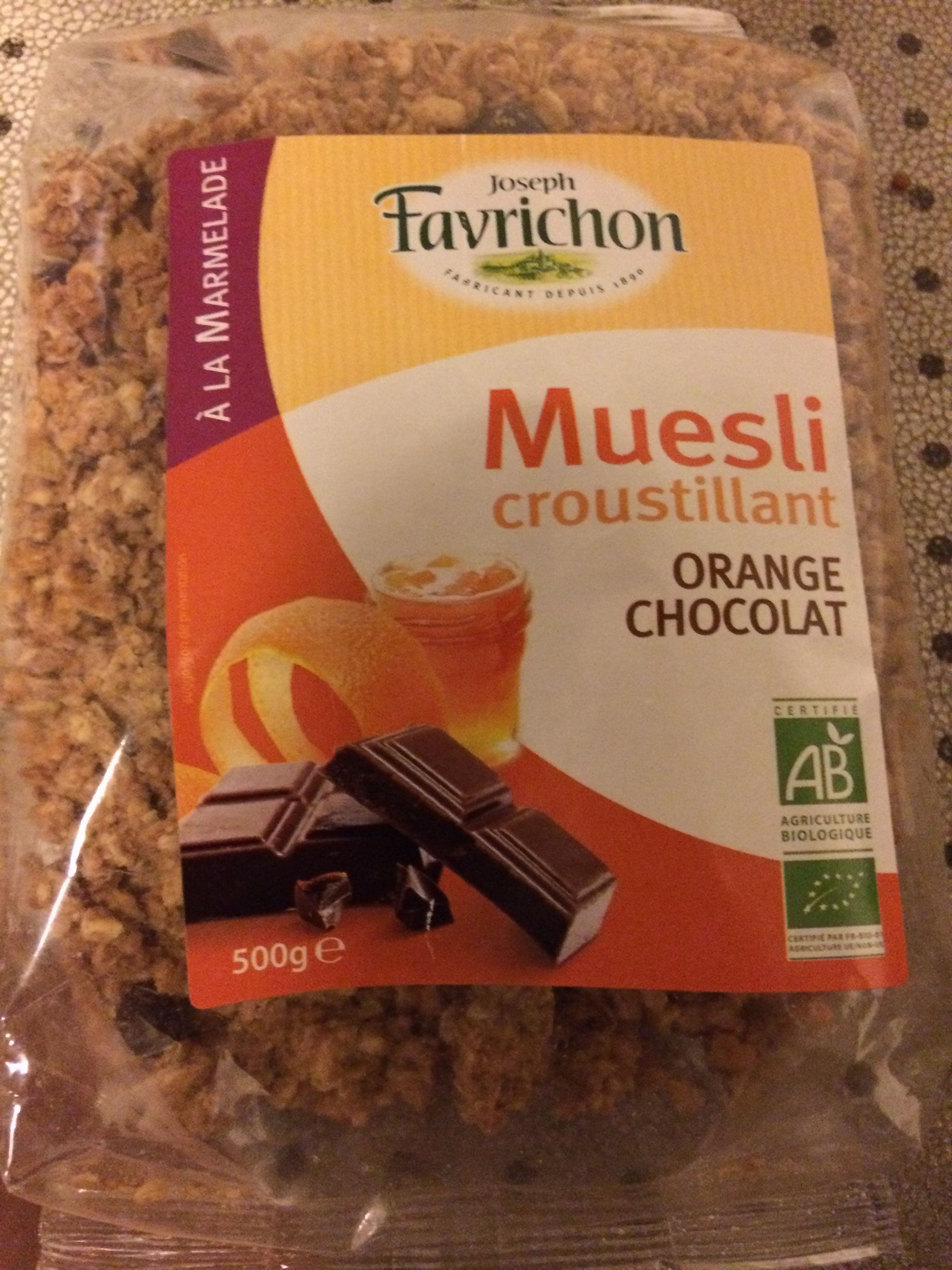 Joseph Favrichon muesli croustillant orange chocolat packshot