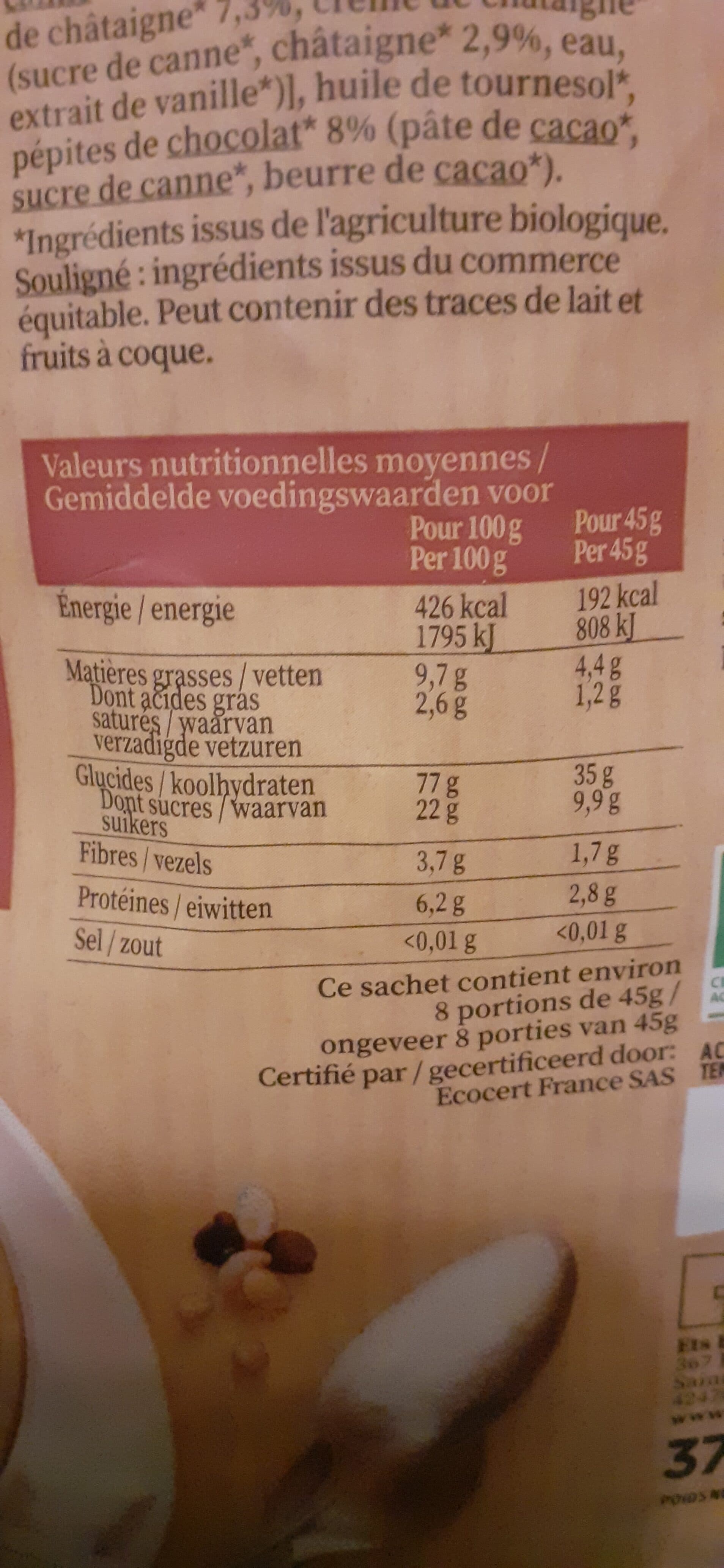 J FAVRICHON Céréales croustillantes Chocolat & châtaigne packshot