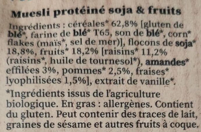 J FAVRICHON Muesli protéiné soja & fruits packshot