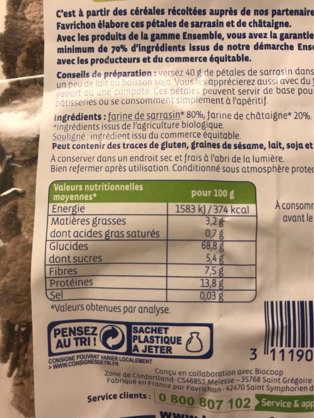 Biocoop Pétales de sarrasin chataigne packshot