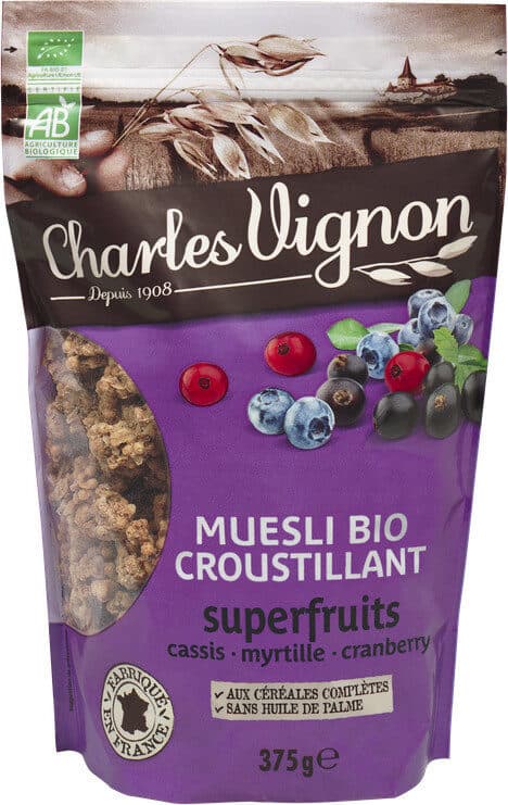 Charles Vignon Céréales muesli croustillant superfruits Bio packshot