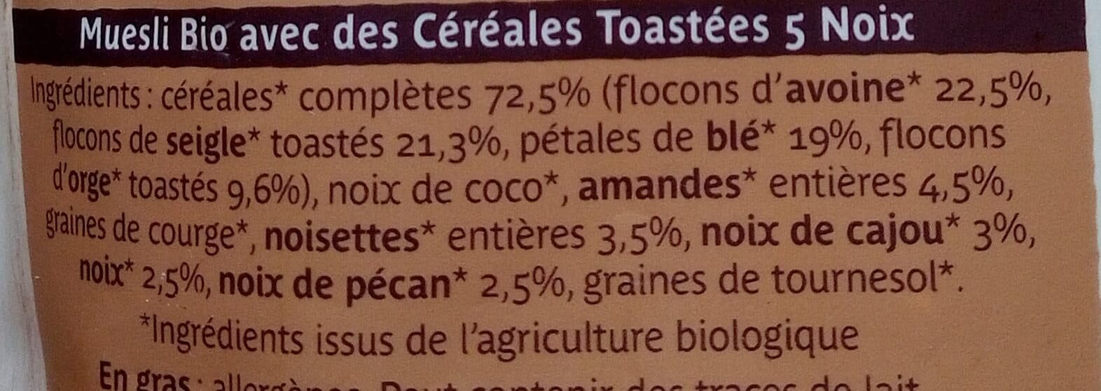 Charles Vignon Muesli bio céréales toastées 5 noix packshot