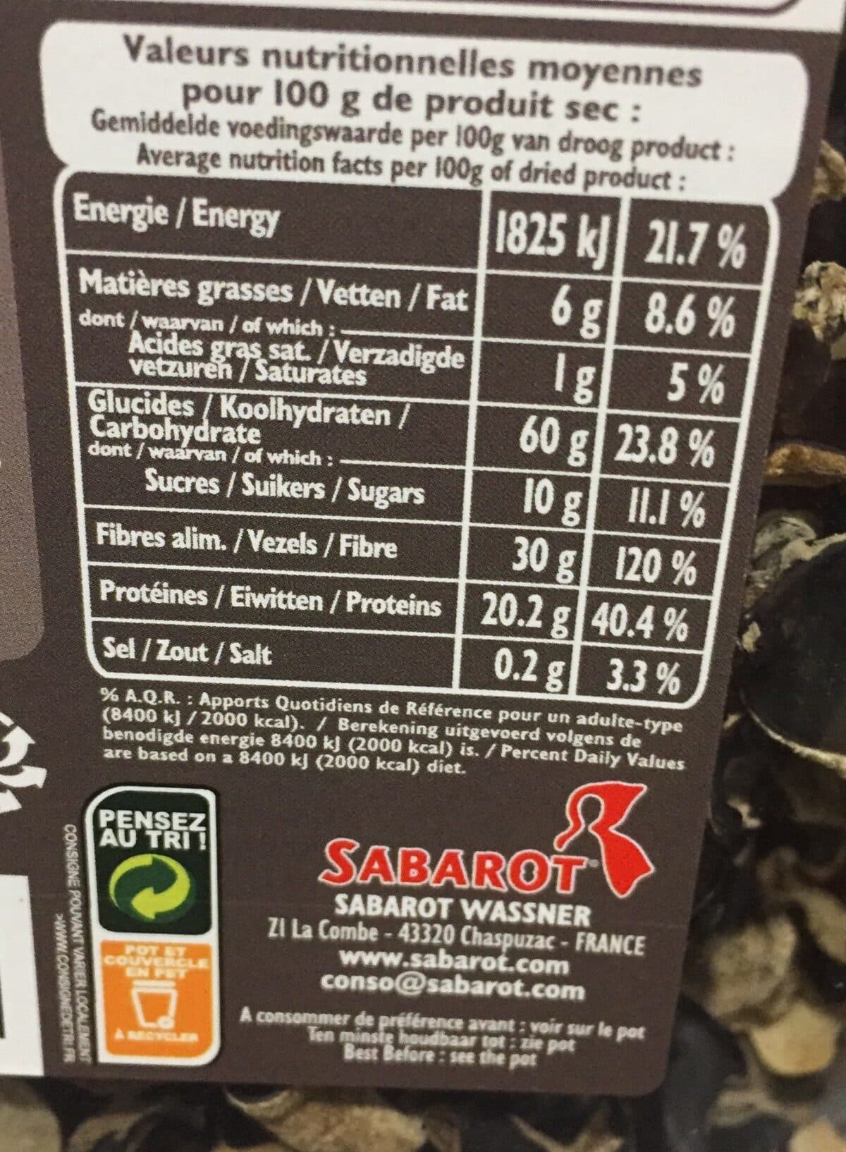 Sabarot Champignons noir seches packshot