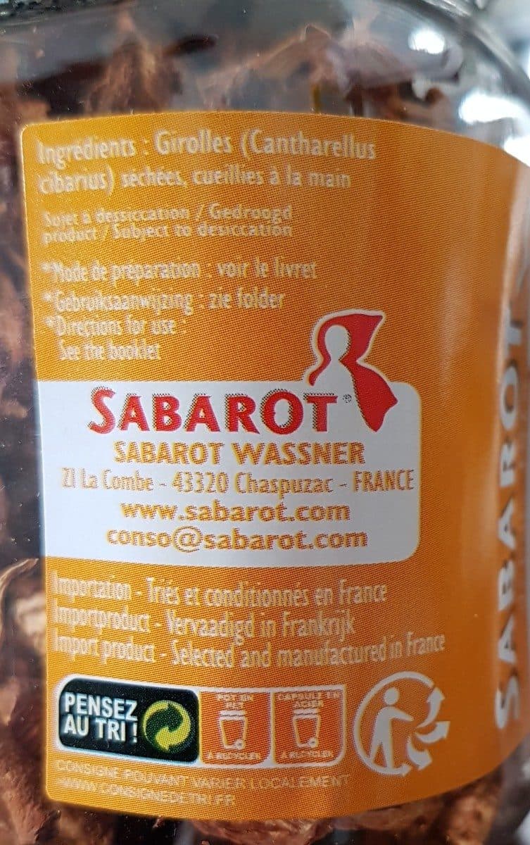 Sabarot Sabarot - Girolles Séchées 30g packshot