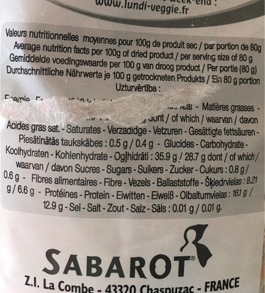 Sabarot Mélange riz et légumes secs packshot