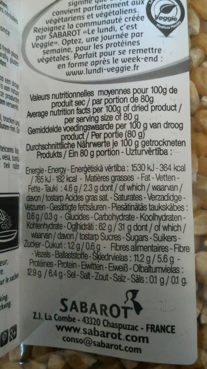 Sabarot Maïs packshot