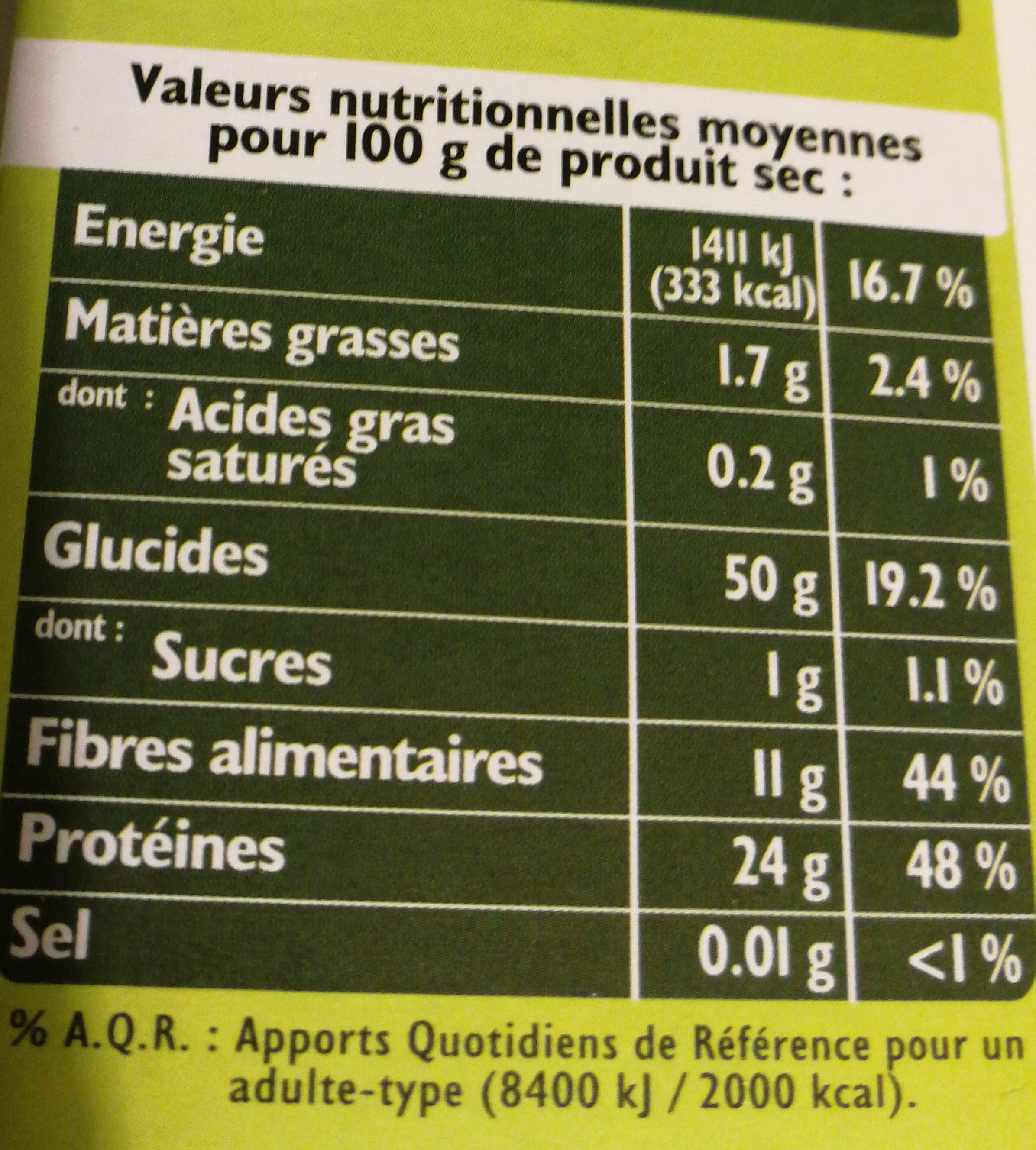 Open Food Facts Lentilles vertes biologiques packshot