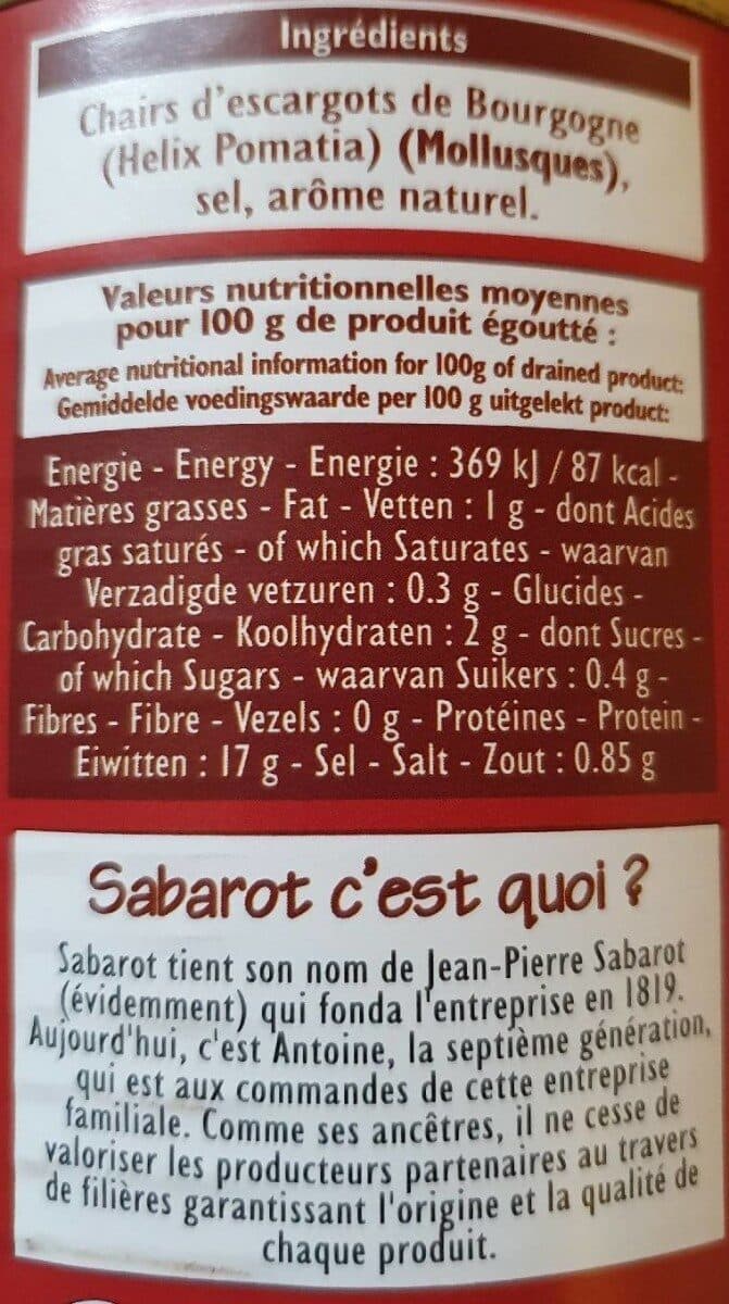 Sabarot Escargots de Bourgogne packshot