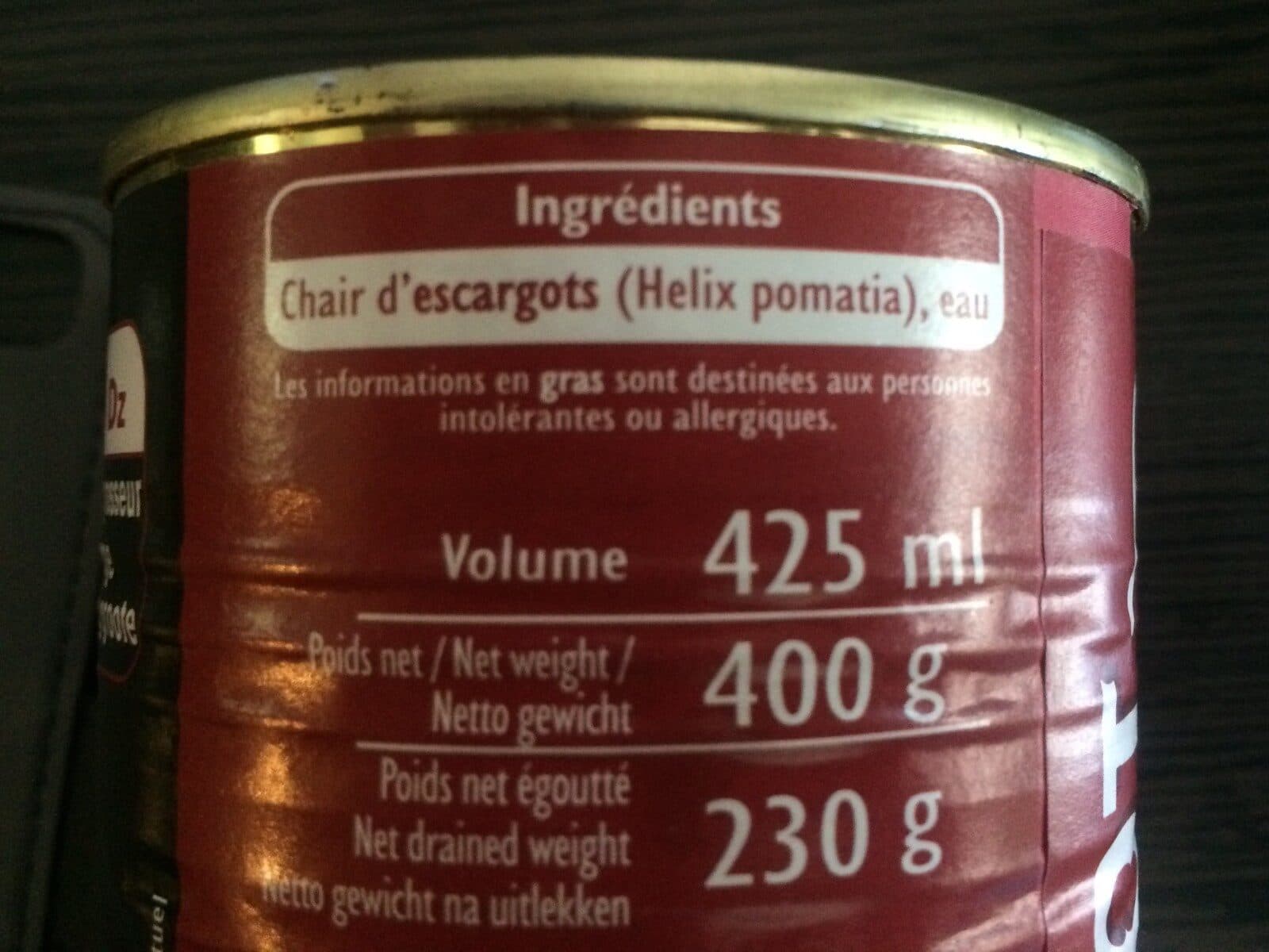 Sabarot Escargots de Bourgogne packshot