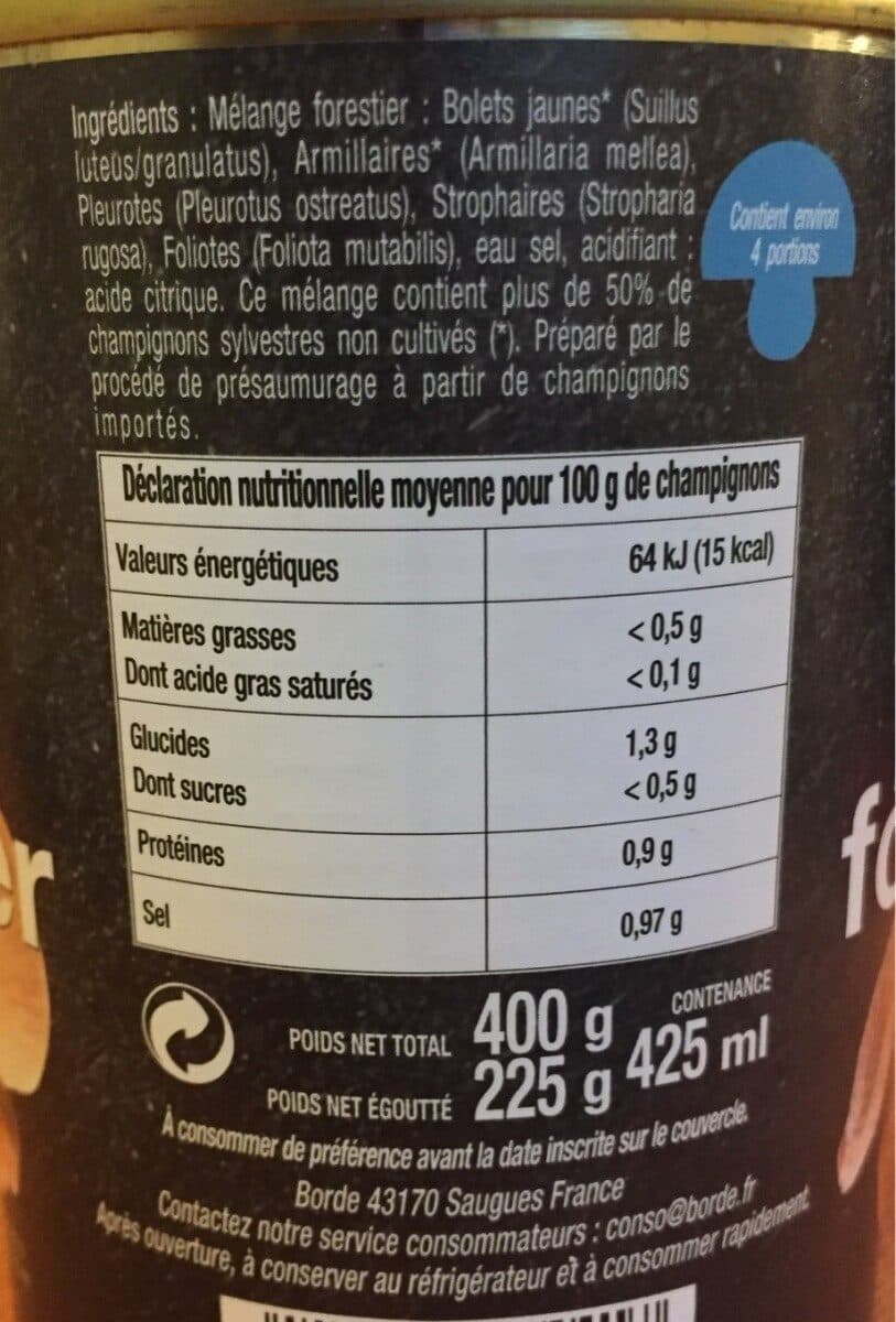 Borde Borde Roi Des Montagnes Champignons Mélange Forestier packshot