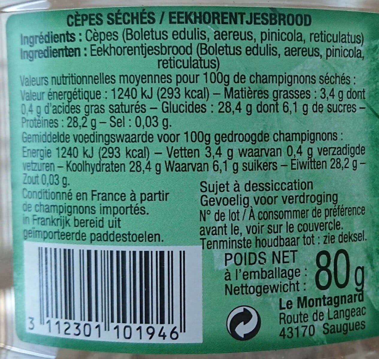 Le montagnard Cèpes extra séchés packshot