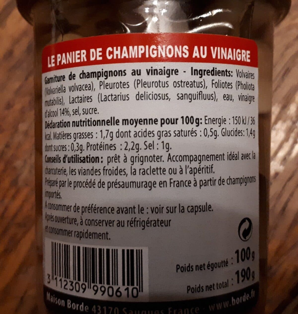 Borde Le panier de Champignons au vinaigre packshot