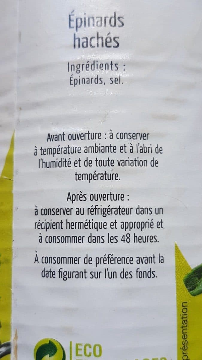 Maingourd Épinards hachés packshot