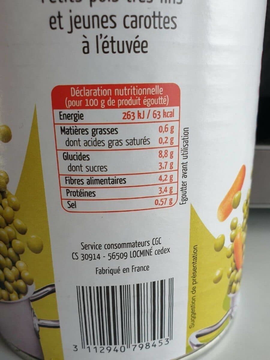 Maingourd Petit pois très fin et jeune carottes étuve packshot