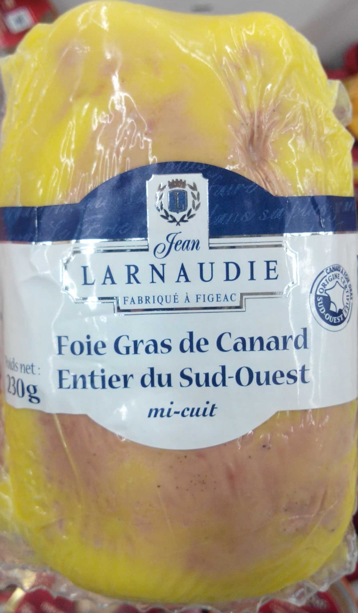 Jean Larnaudie Foie gras de canard entier du Sud-Ouest mi-cuit packshot