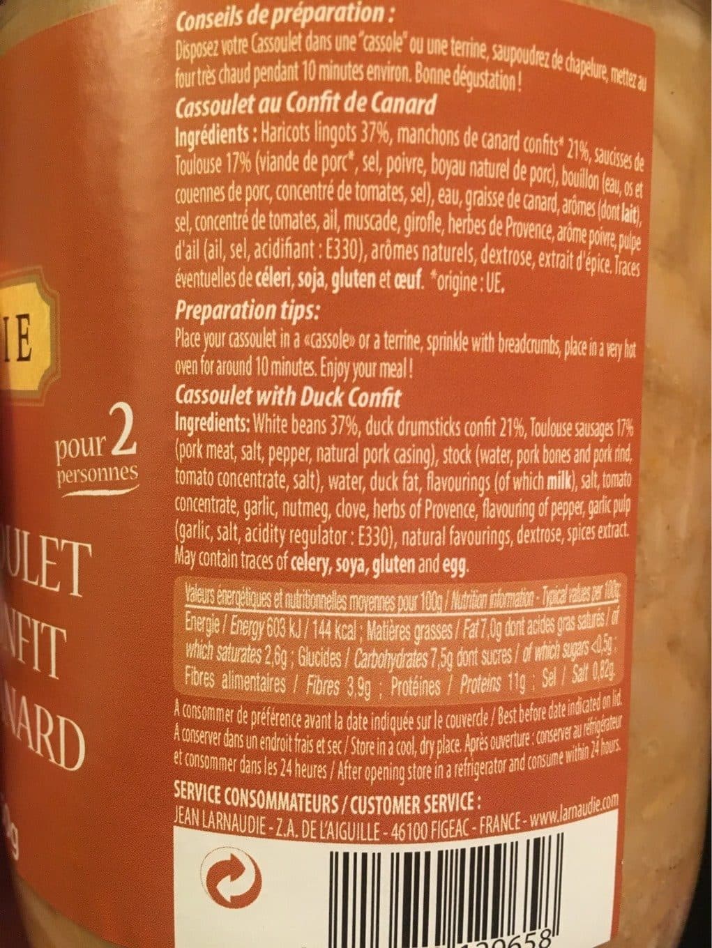 Lardaunie Cassoulet au confit de canard packshot