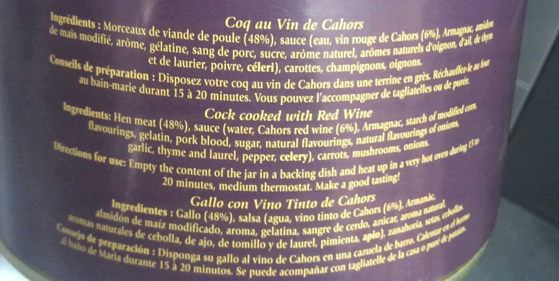 Jean Larnaudie Coq au vin de Cahors packshot