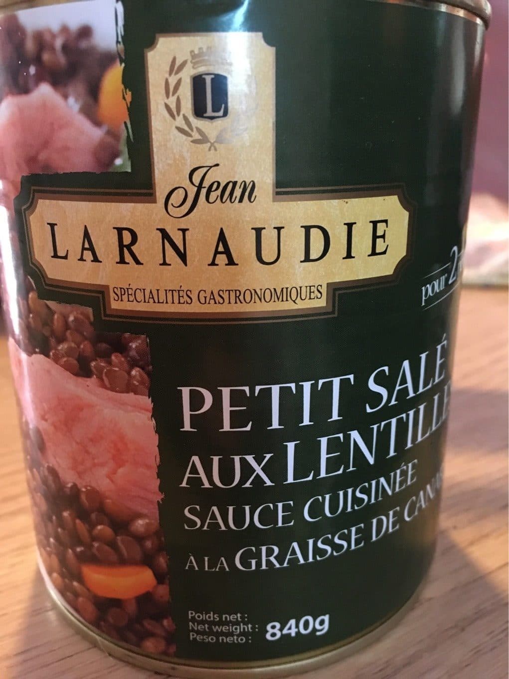 Jean Larnaudie Petit Salé aux Lentilles sauce cuisinée à la graisse de canard packshot