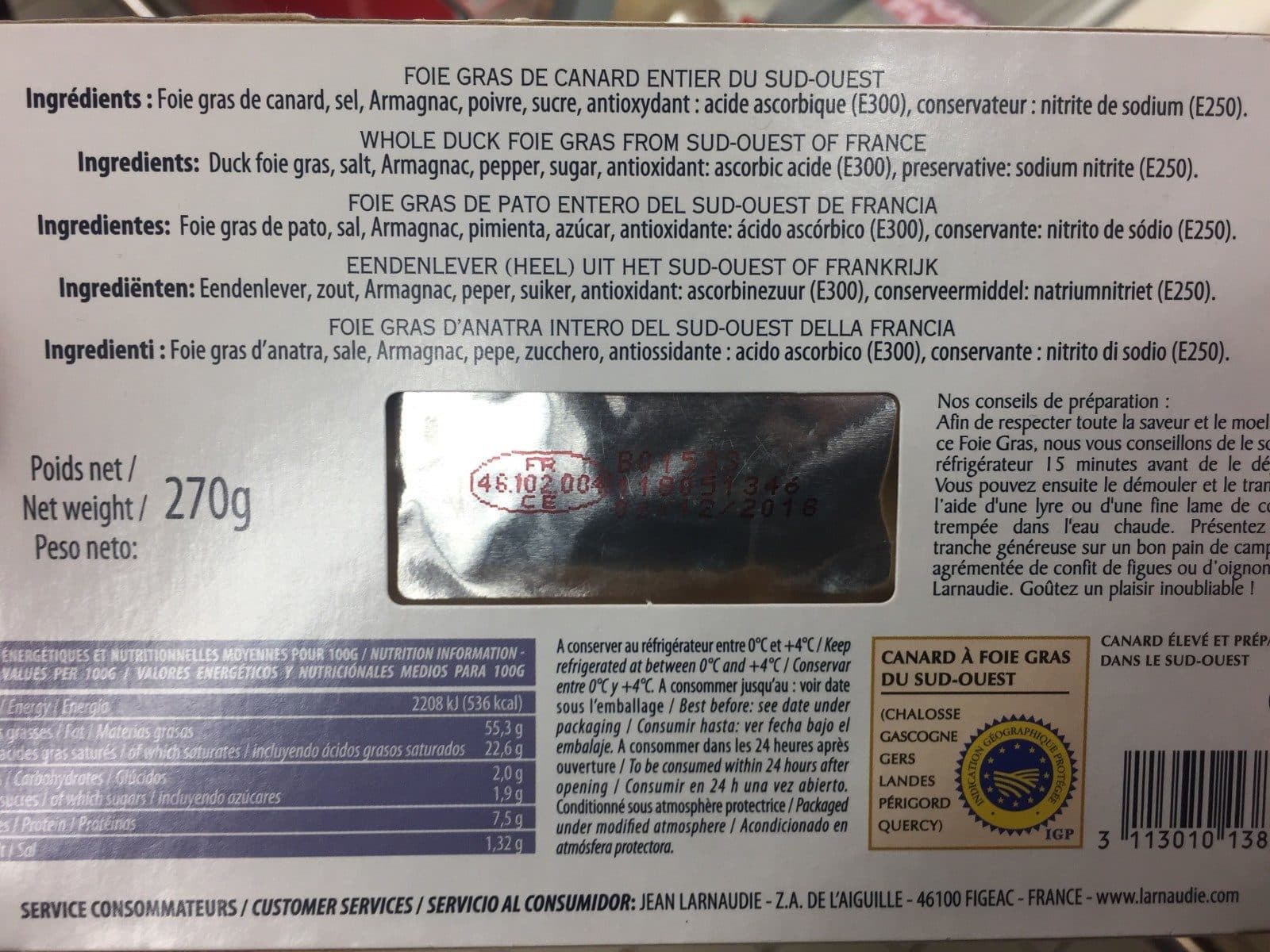 Larnaudie Foie gras de canard entier mi-cuit du sud-ouest packshot