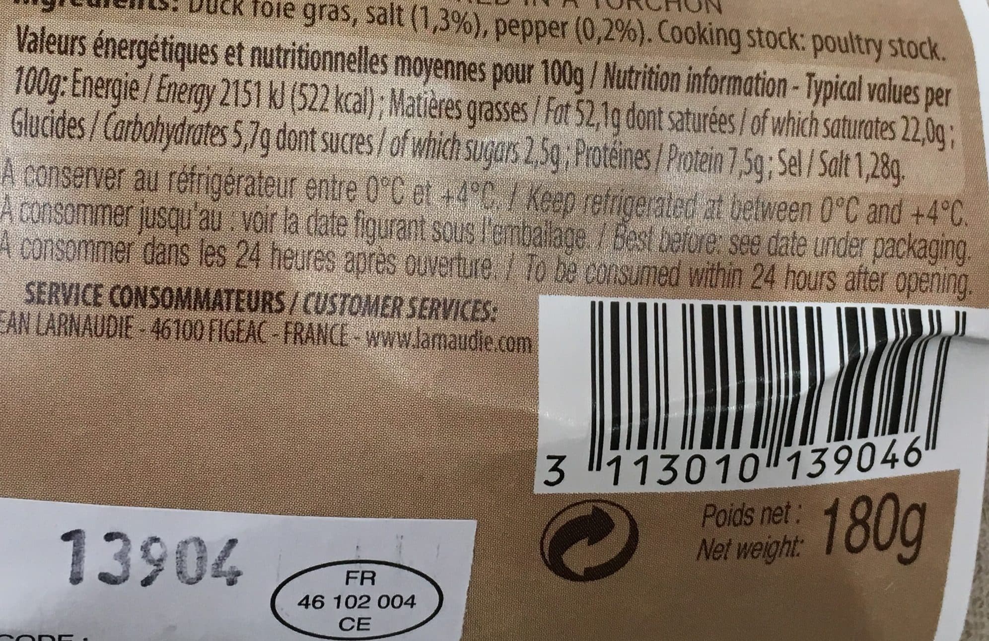 Larnaudie Foie gras de canard entier packshot