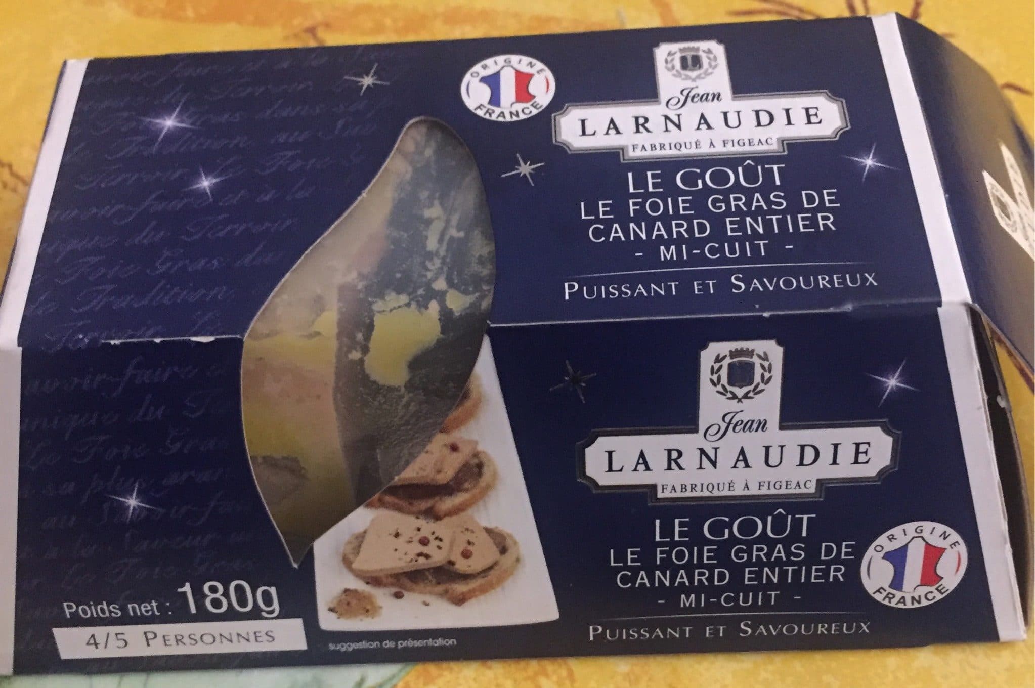 Jean Larnaudie Le foie gras de canard entier -mi cuit- packshot