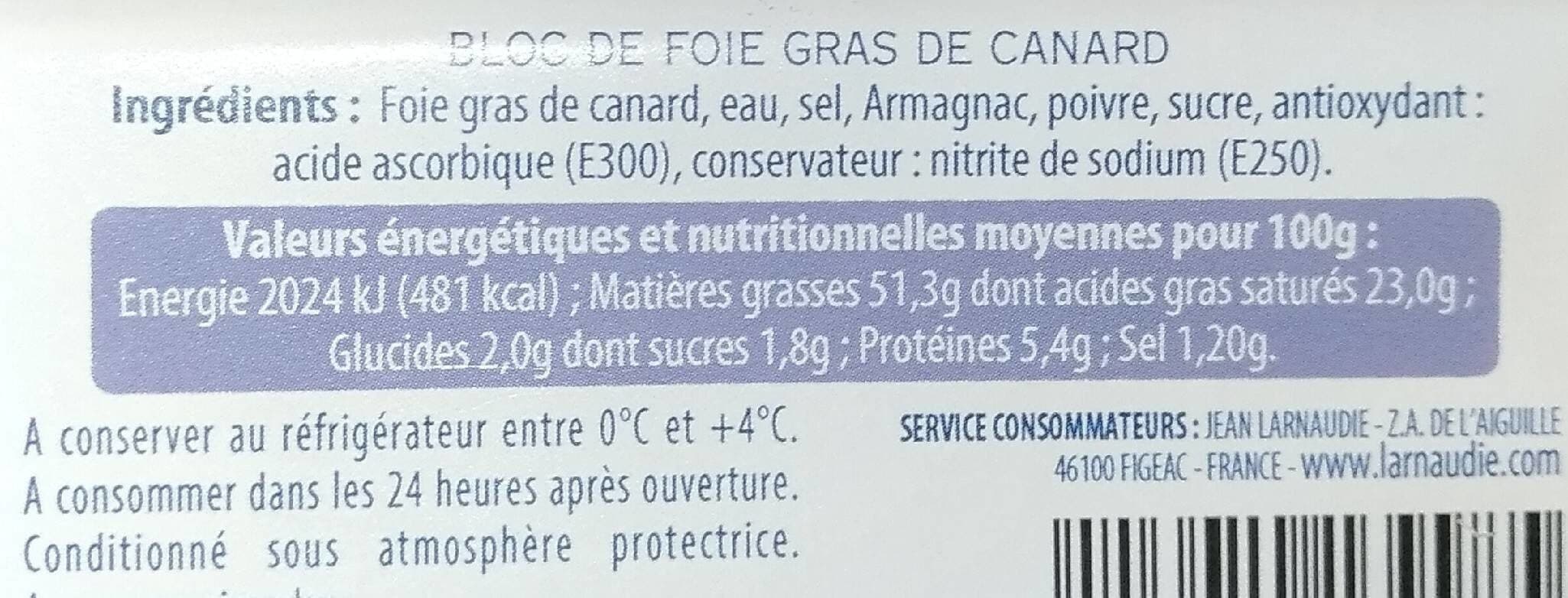 Jean Larnaudie Bloc de foie gras de canard packshot