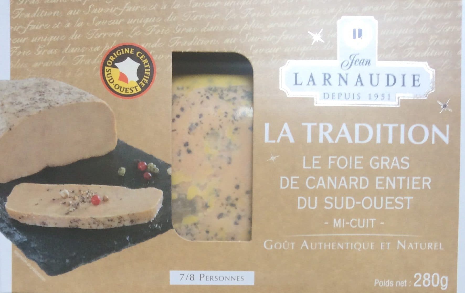Larnaudie La tradition le foie gras de canard entier du sud-ouest mi-cuit packshot