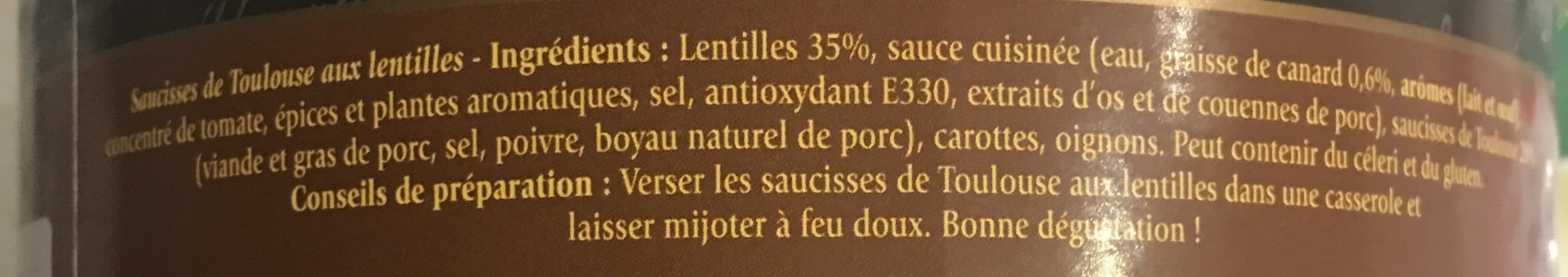 Larnaudie Saucisses de Toulouse aux lentilles packshot