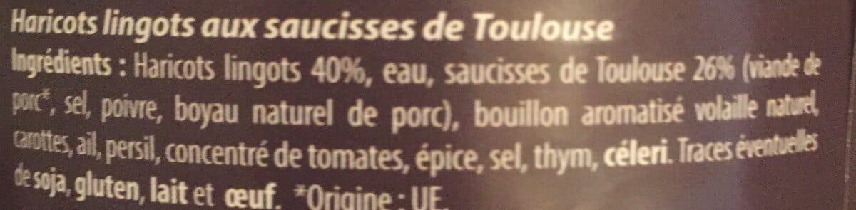 Larnaudie Haricots lingots aux saucisses de Toulouse packshot