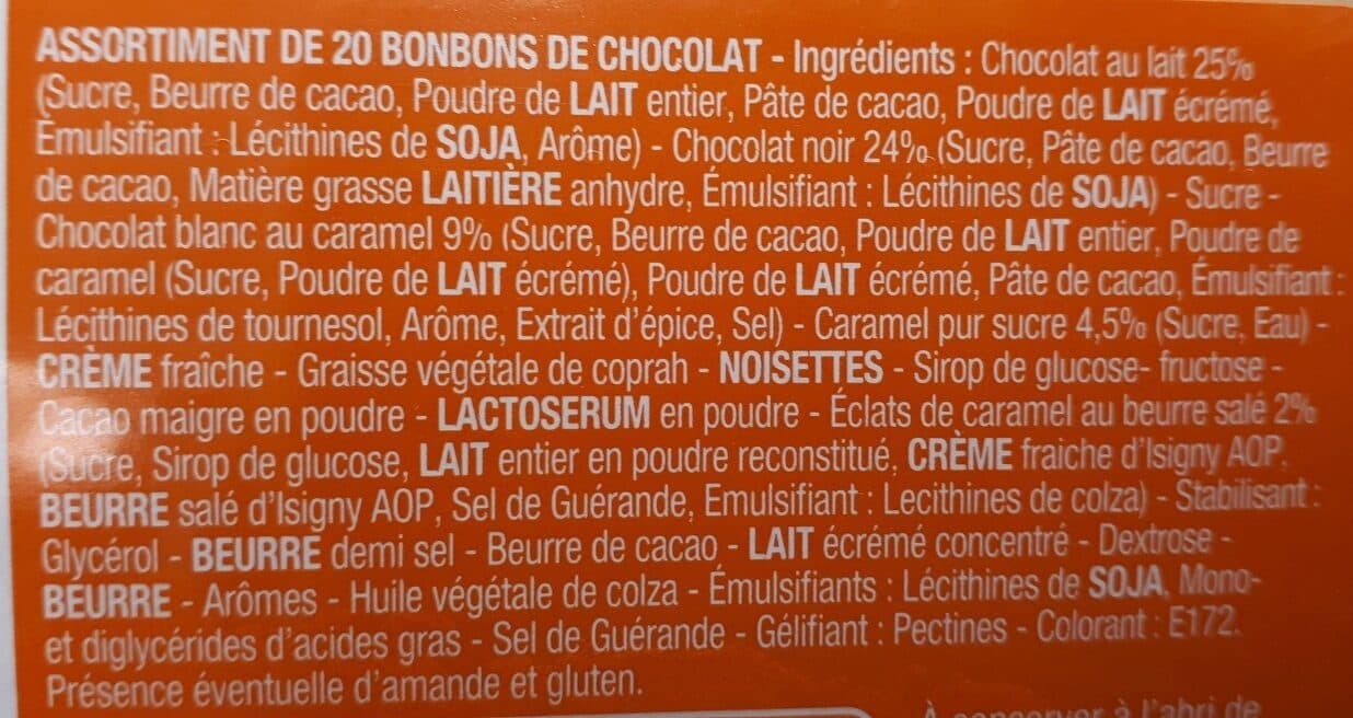 Lutti Assortiment de bonbons de chocolats au caramel packshot