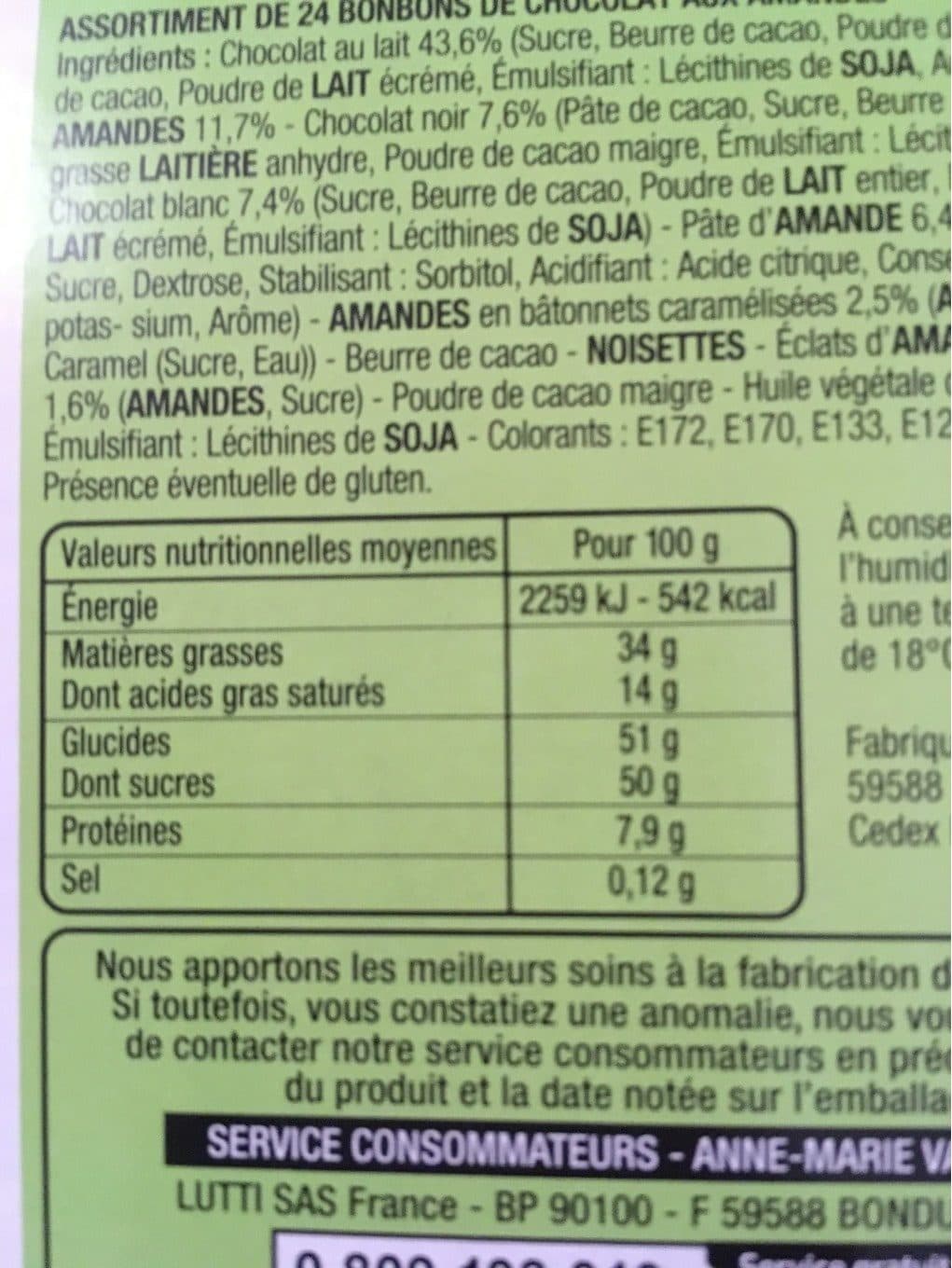Lutti Chocolat à l'amande packshot