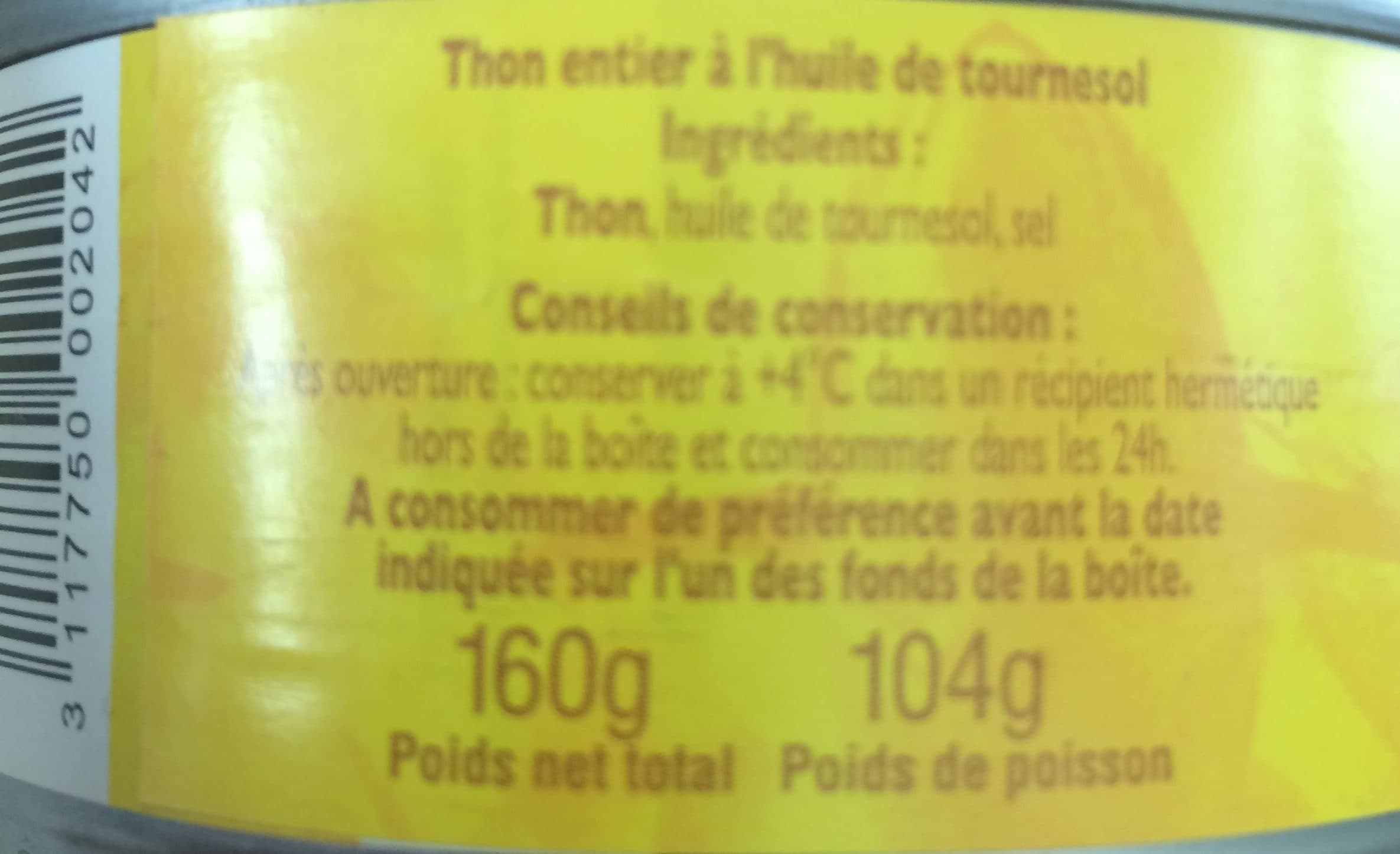 Pompon Rouge Thon entier a l'huile de tournesol packshot