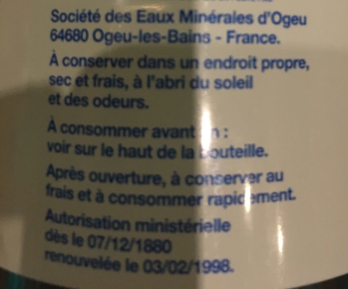 Open Food Facts Eau Minerale Gazeuse Ogeu 6X1.25L packshot