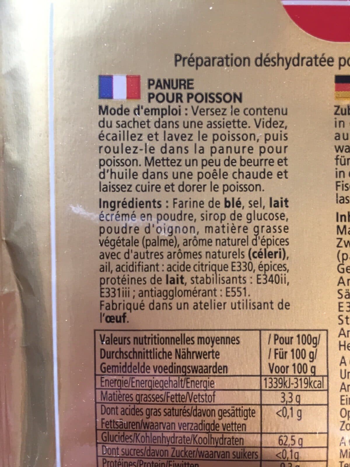 Open Food Facts Panure pour poisson packshot