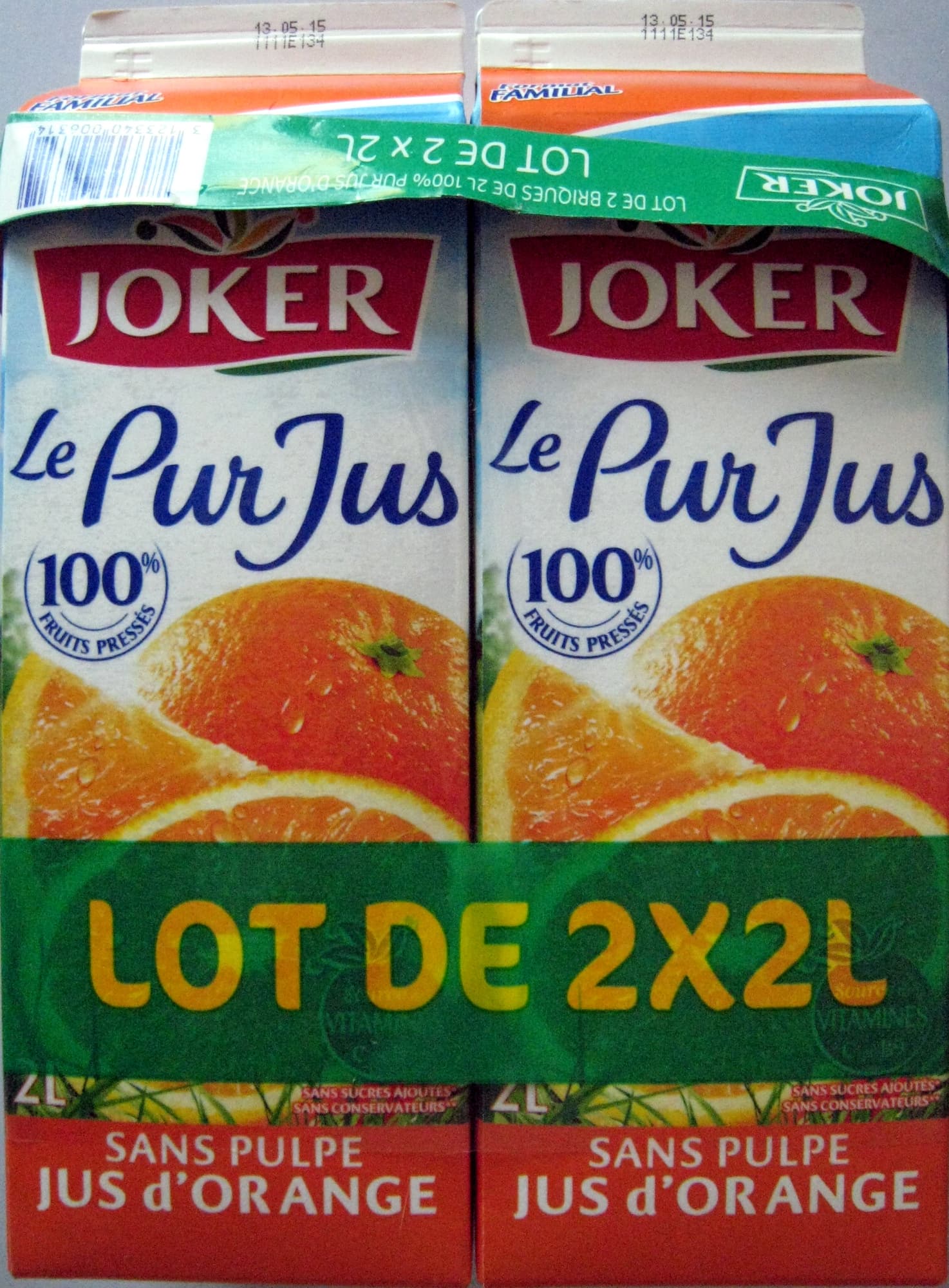 Joker Pur jus de fruit d'orange sans pulpe packshot