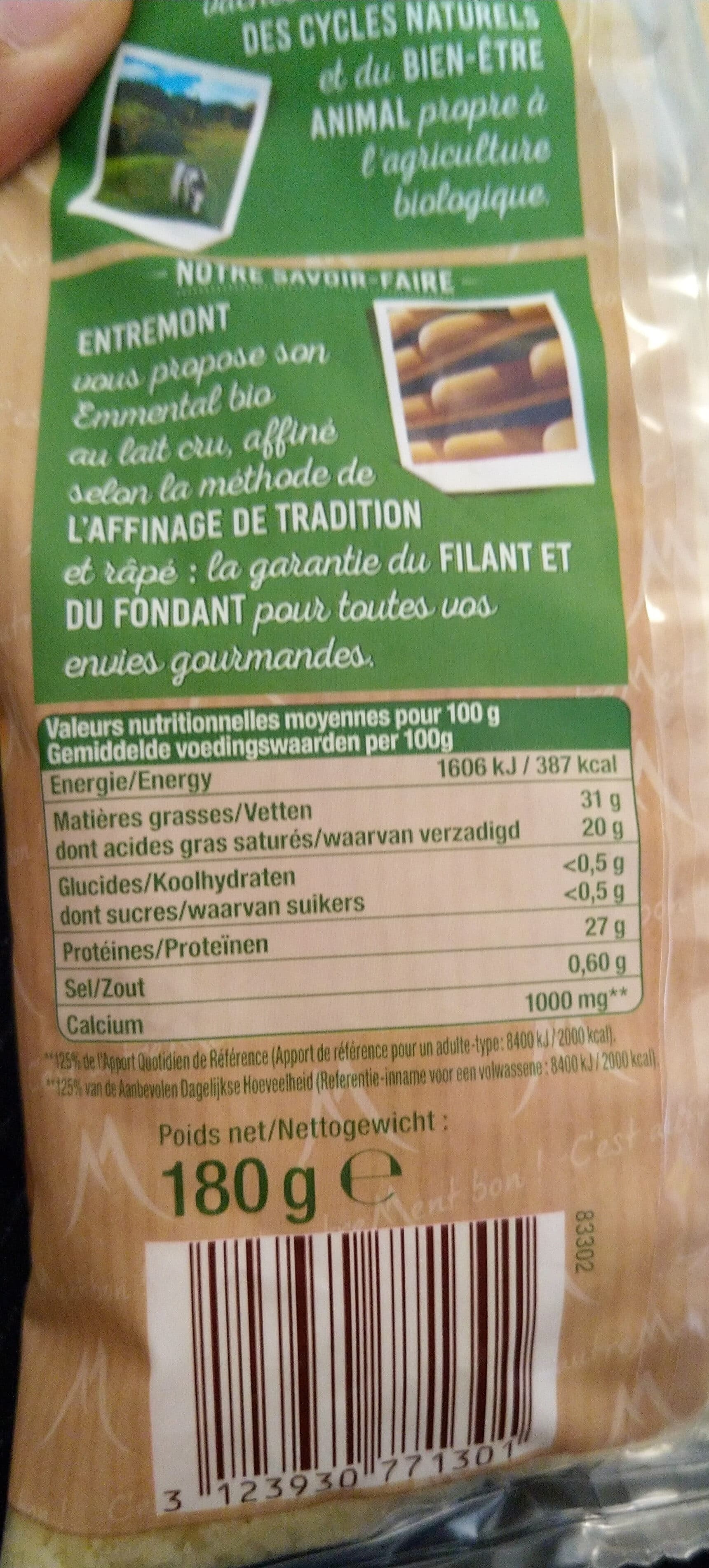 Entremont L'emmental Français râpé Bio packshot