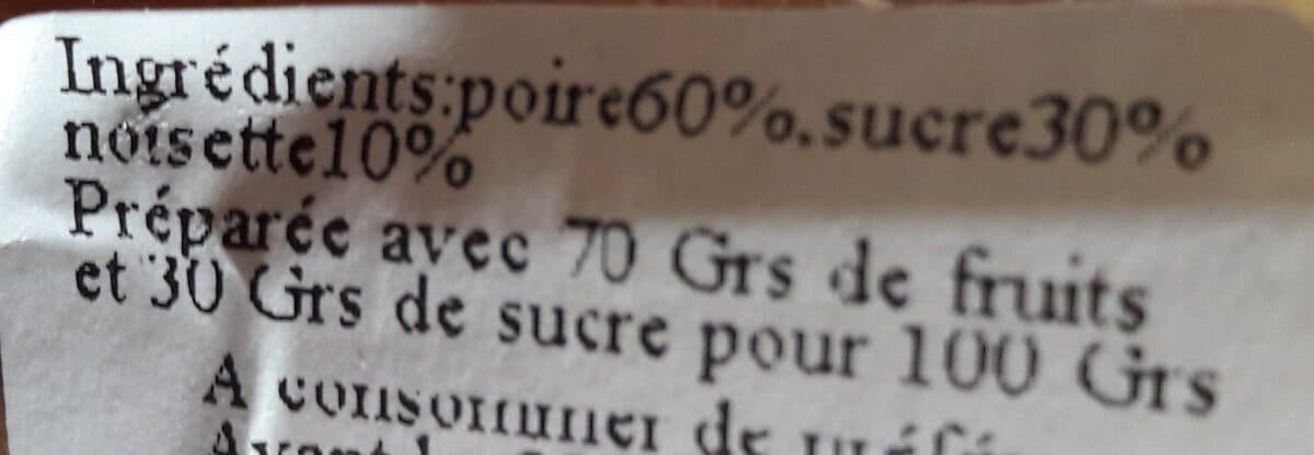 Open Food Facts Confiture poire william & noisette packshot