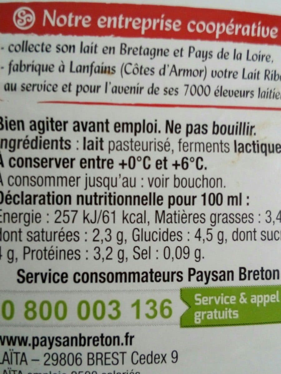 Paysan breton Le lait Ribot packshot