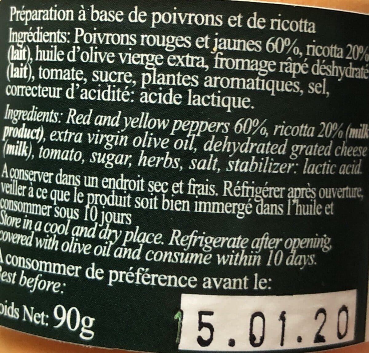 Éric Bur Creme de poivrons à la Ricotta packshot