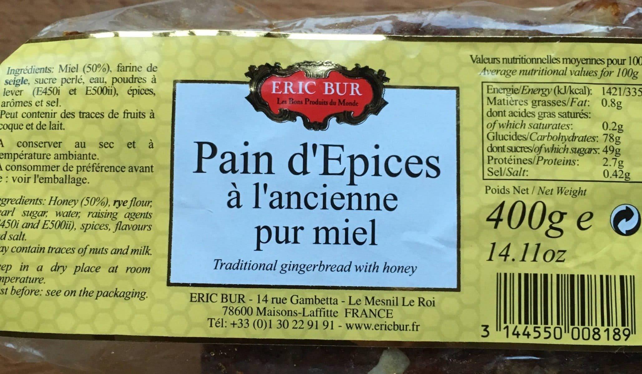 Eric bur Pain D'épices Miel packshot