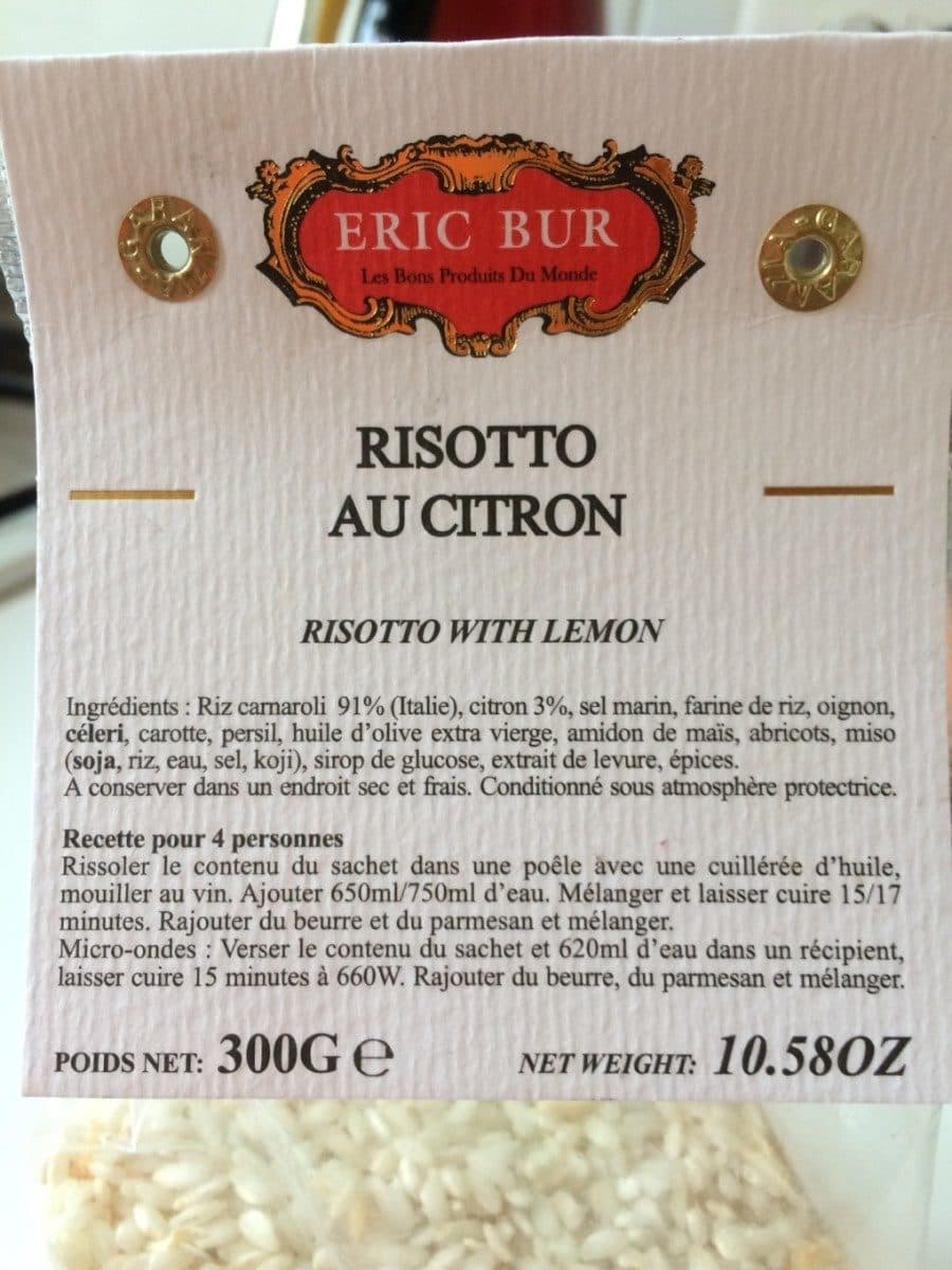 Éric Bur Risotto au citron packshot