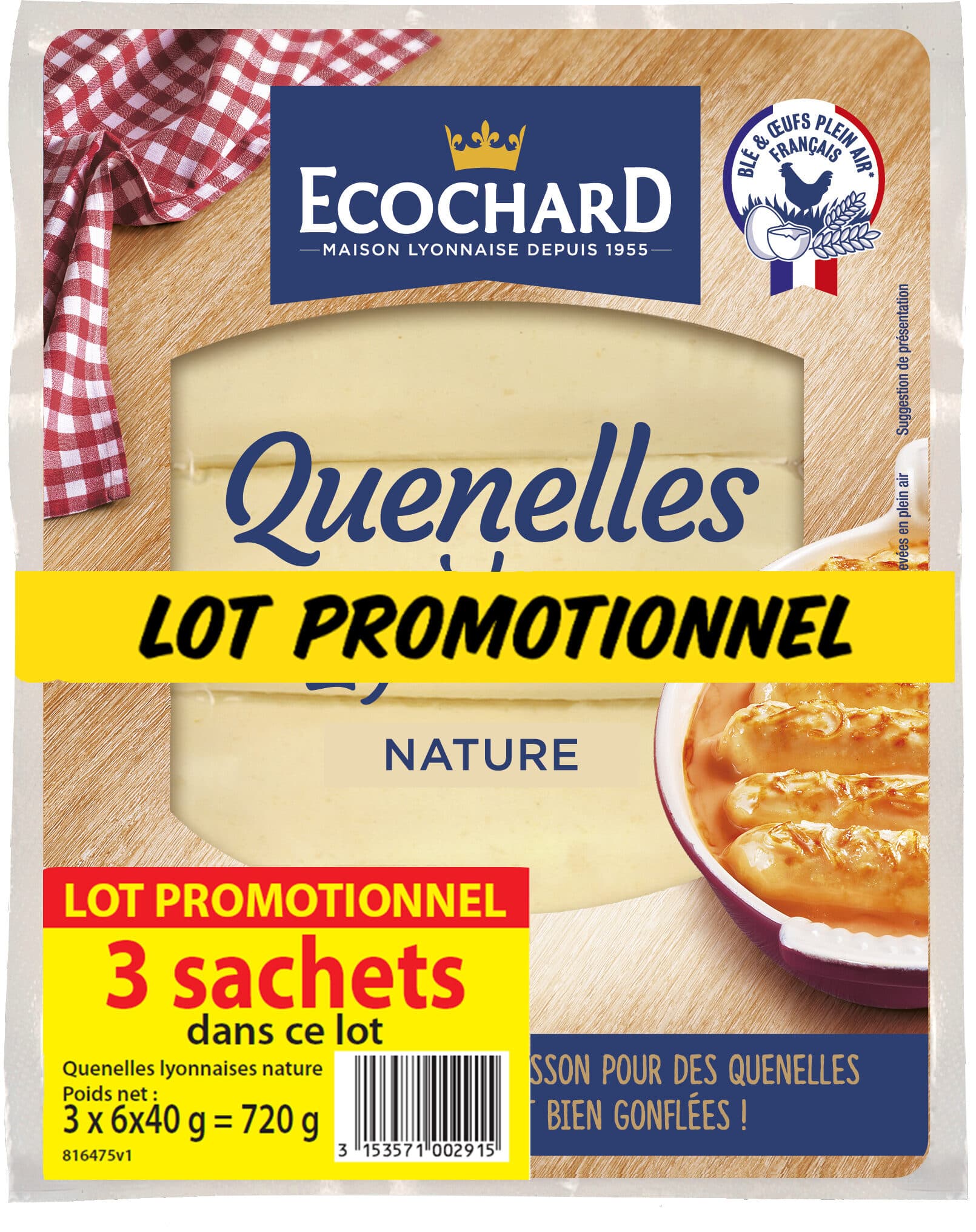 Ecochard Lot de 3 Quenelles à la Lyonnaise Nature packshot