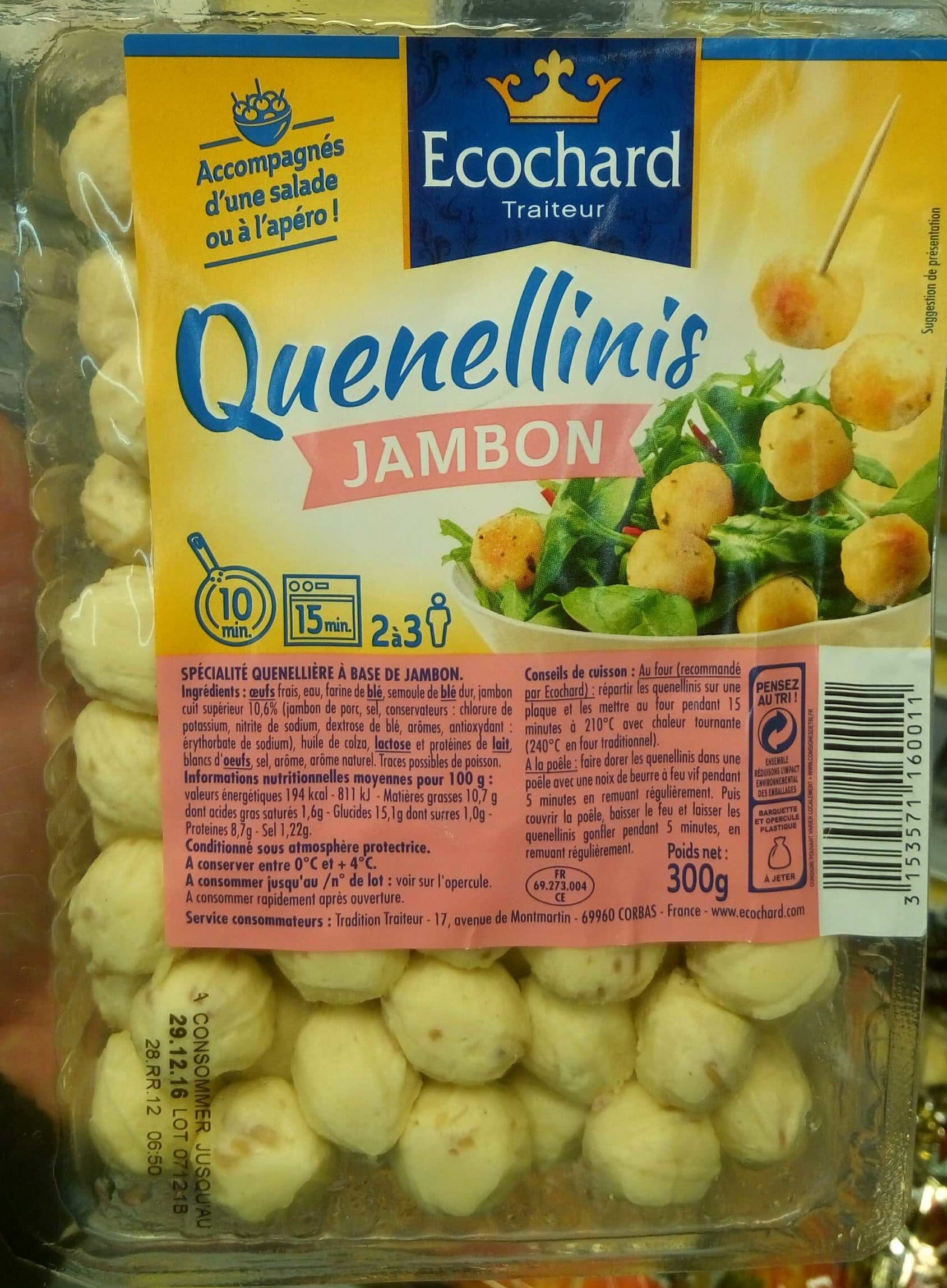 Ecochard Quenellinis Jambon packshot