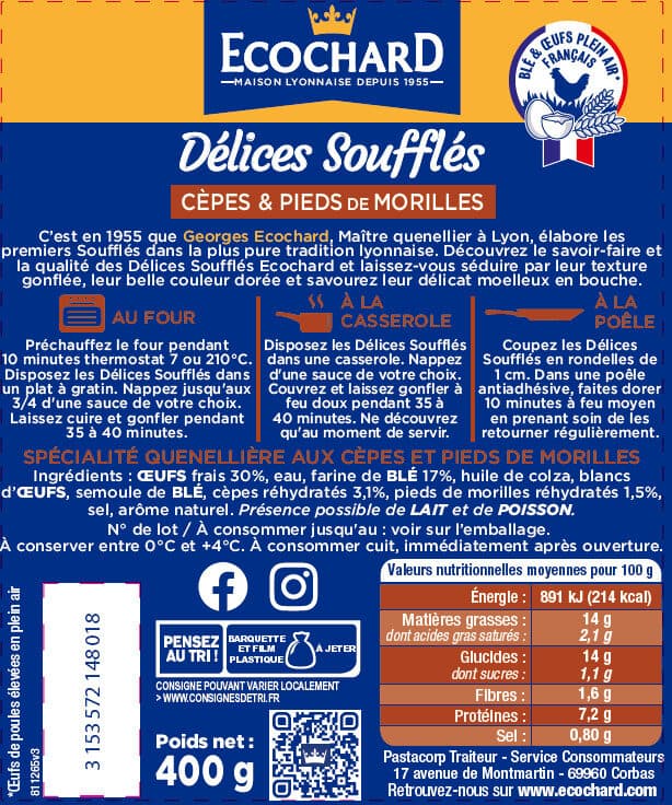 Ecochard Délices Soufflés Cèpes & Morilles packshot