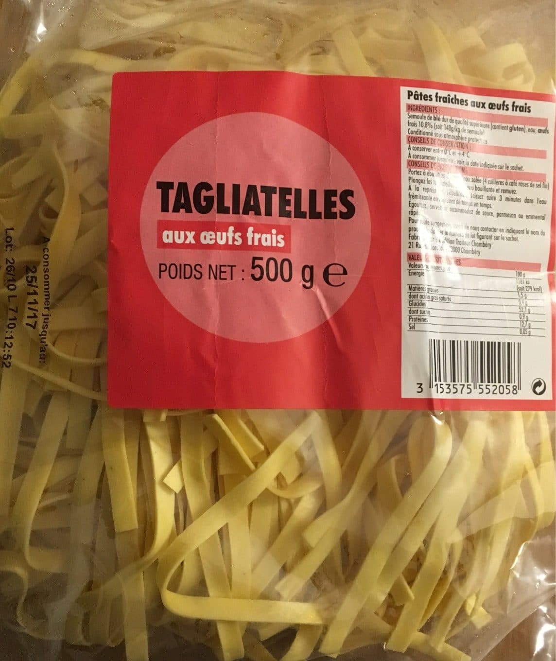 Bien vu Pâtes Fraîches Tagliatelles packshot